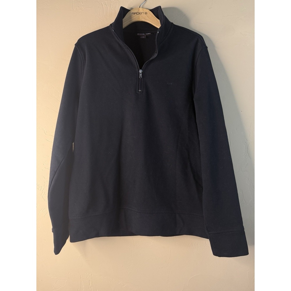 Michael Kors Men's Cotton Blend Half Zip Sweater Black XL‎